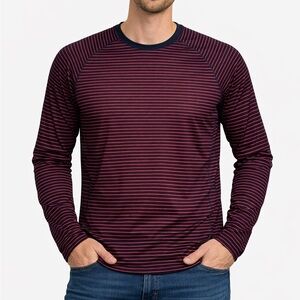 Patagonia Midweight Long Sleeve Capeline BaseLayer Navy Red Stripe Men’s